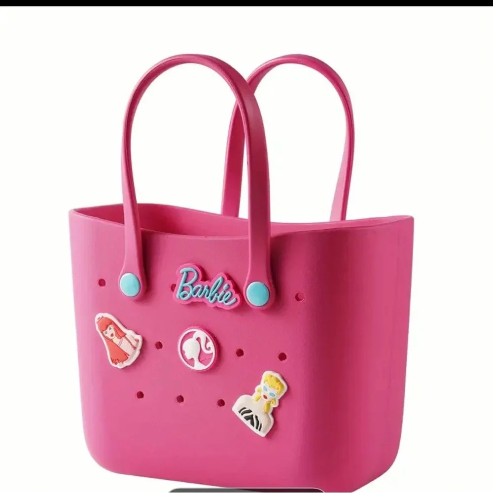 NWT MINISO Barbie Croc Tote bag! Adorable! Barbie embilishments - Picture 4 of 7